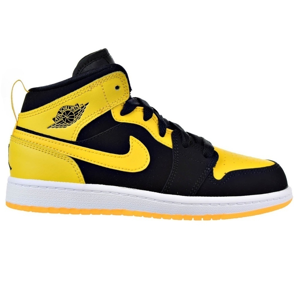 Jordan 1 Mid Little Kids Shoes Black/Varsity Maize-White size 6Y - Picture 9 of 9